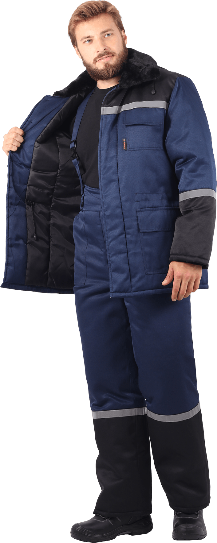 Костюм зимний, т/синий-чёрный