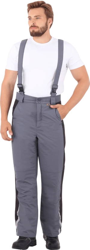 Брюки мужские ХАЙ-ТЕК от пониженных температур воздуха и ветра, механических воздействий и ОПЗ, серый/черный Брю 307