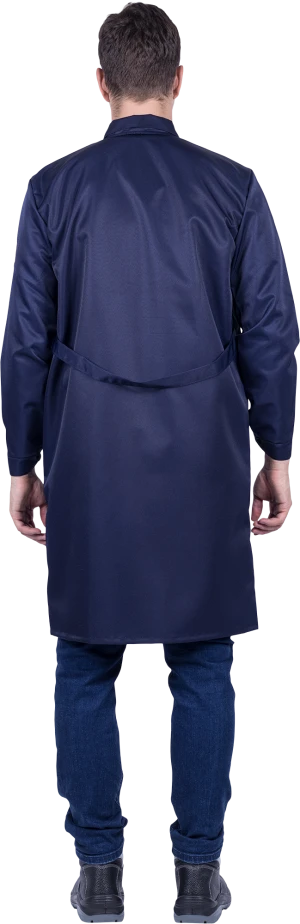 Халат мужской от растворов кислот и щелочей, механических воздействий, темно-синий Хал 008