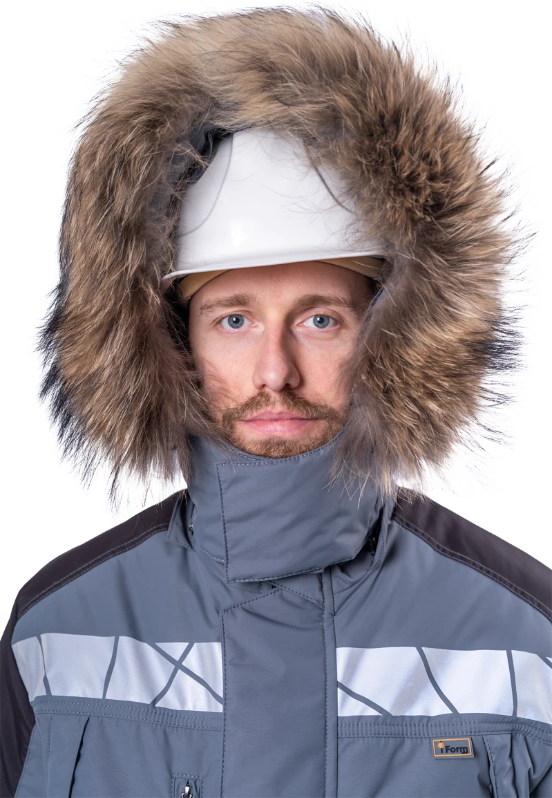 Куртка мужская ХАЙ-ТЕК SAFETY от пониженных температур воздуха и ветра, механических воздействий и ОПЗ, серый/красный/черный Кур 213
