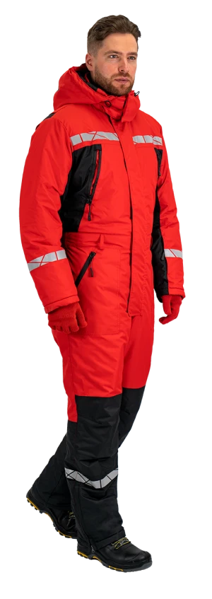 Комбинезон мужской ПИЛОТ от пониженных температур, механических воздействи и ОПЗ, цв. красный-черный Ком 019