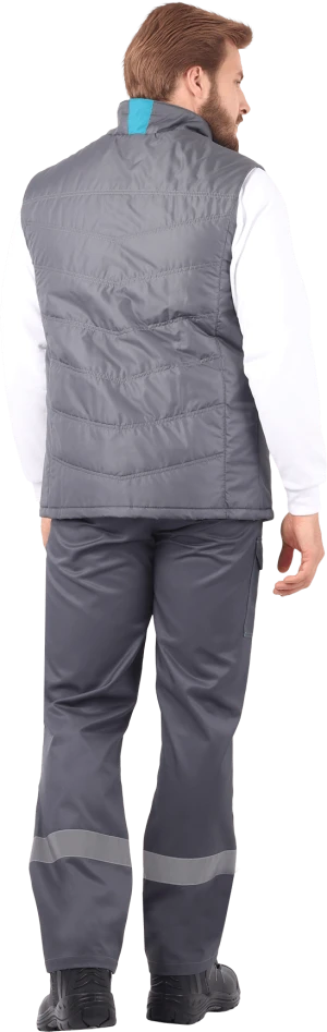 Жилет мужской ГАЛАКТИКА утепленный, серый/бирюза Жил 653