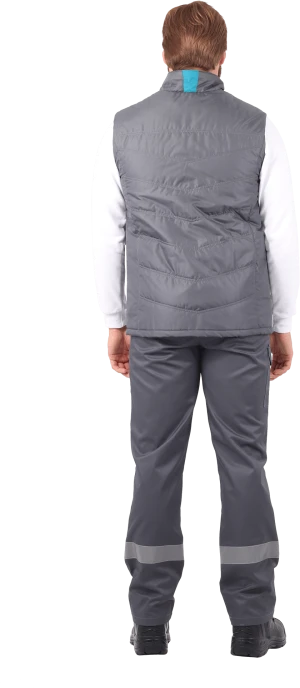 Жилет мужской ГАЛАКТИКА утепленный, серый/бирюза Жил 653