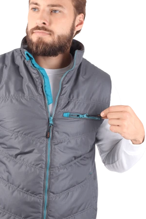 Жилет мужской ГАЛАКТИКА утепленный, серый/бирюза Жил 653