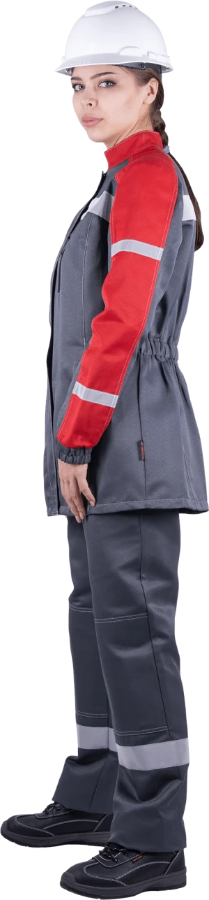 Костюм РОУД летний, серый-красный, женский (Куртка+брюки) Кос 790