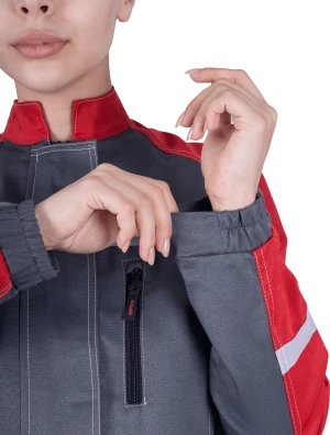 Костюм РОУД летний, серый-красный, женский (Куртка+брюки) Кос 790