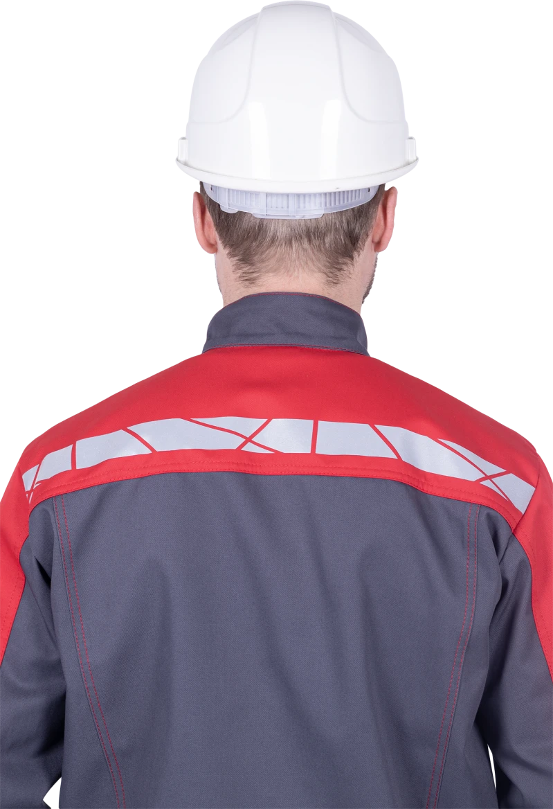 Куртка мужская ХАЙ-ТЕК SAFETY от механических воздействий и ОПЗ, серый/красный/черный Кур 1600