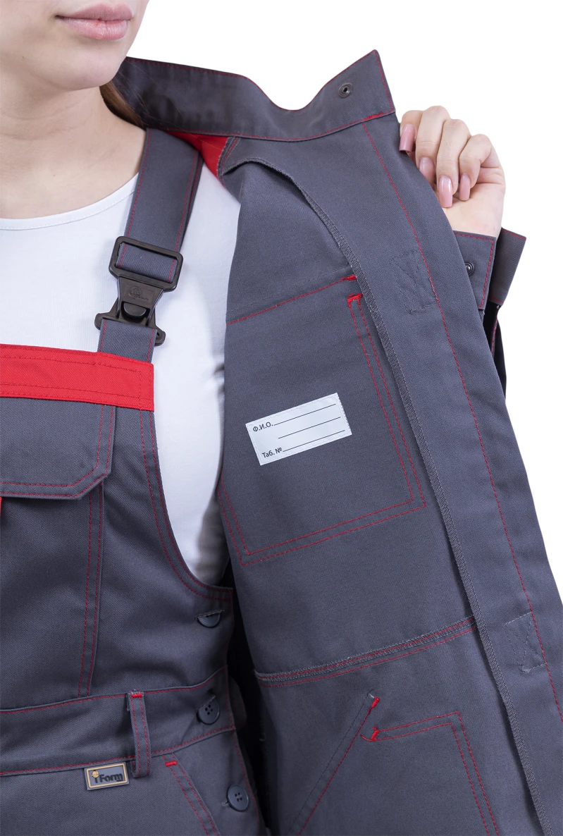 Куртка женская ХАЙ-ТЕК SAFETY от механических воздействий и ОПЗ, серый/красный/черный Кур 421
